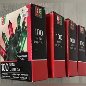 NWT Lot of 4 BOXES OF CHRISTMAS LIGHTS 4- 100ct String Lights